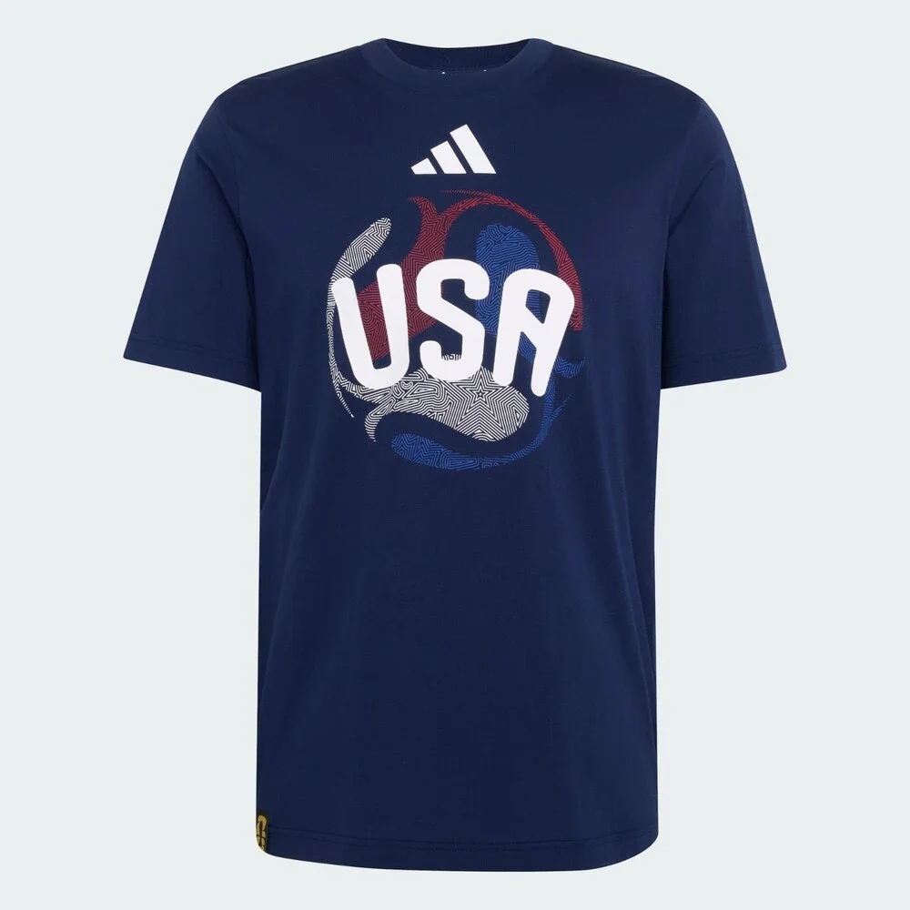 Adidas FIFA World Cup 26 USA T-Shirt Men Navy Blue Graphic Jersey Soccer JAX1845